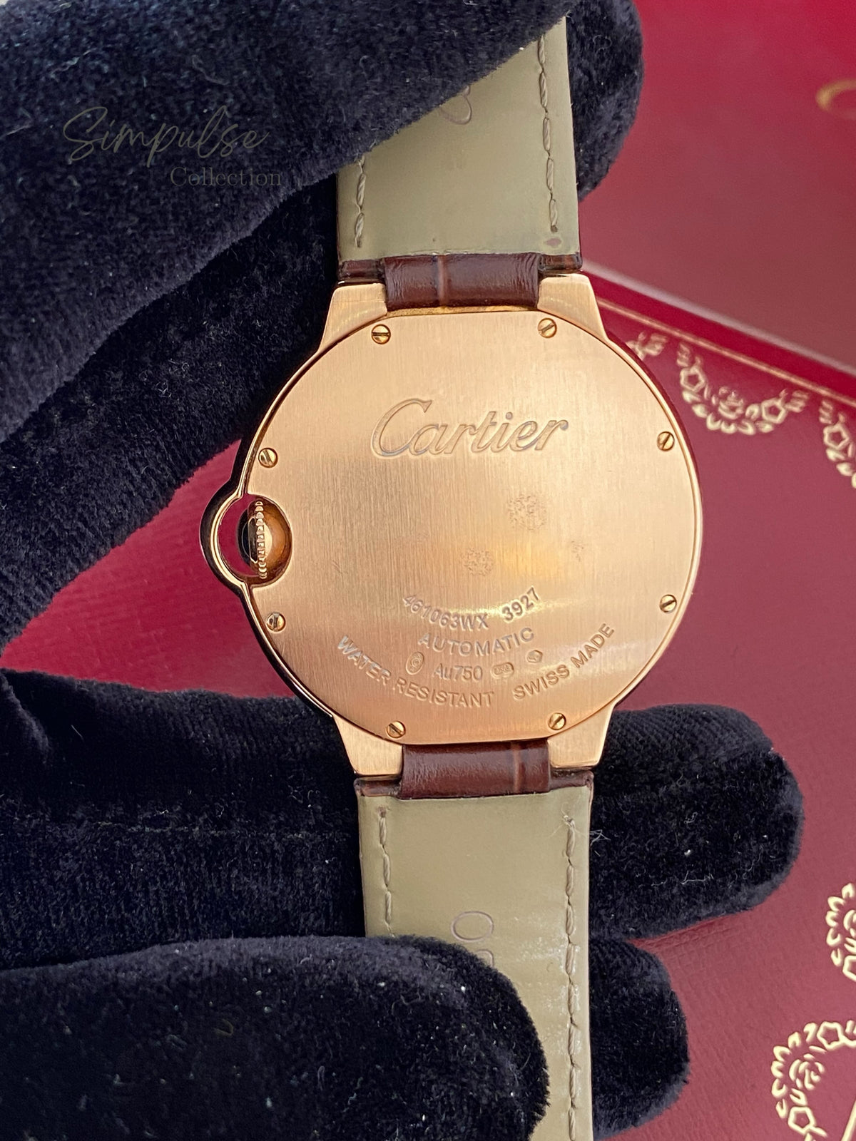 CARTIER BALLON BLEU ROSEGOLD W/ BROWN STRAP LEATHER