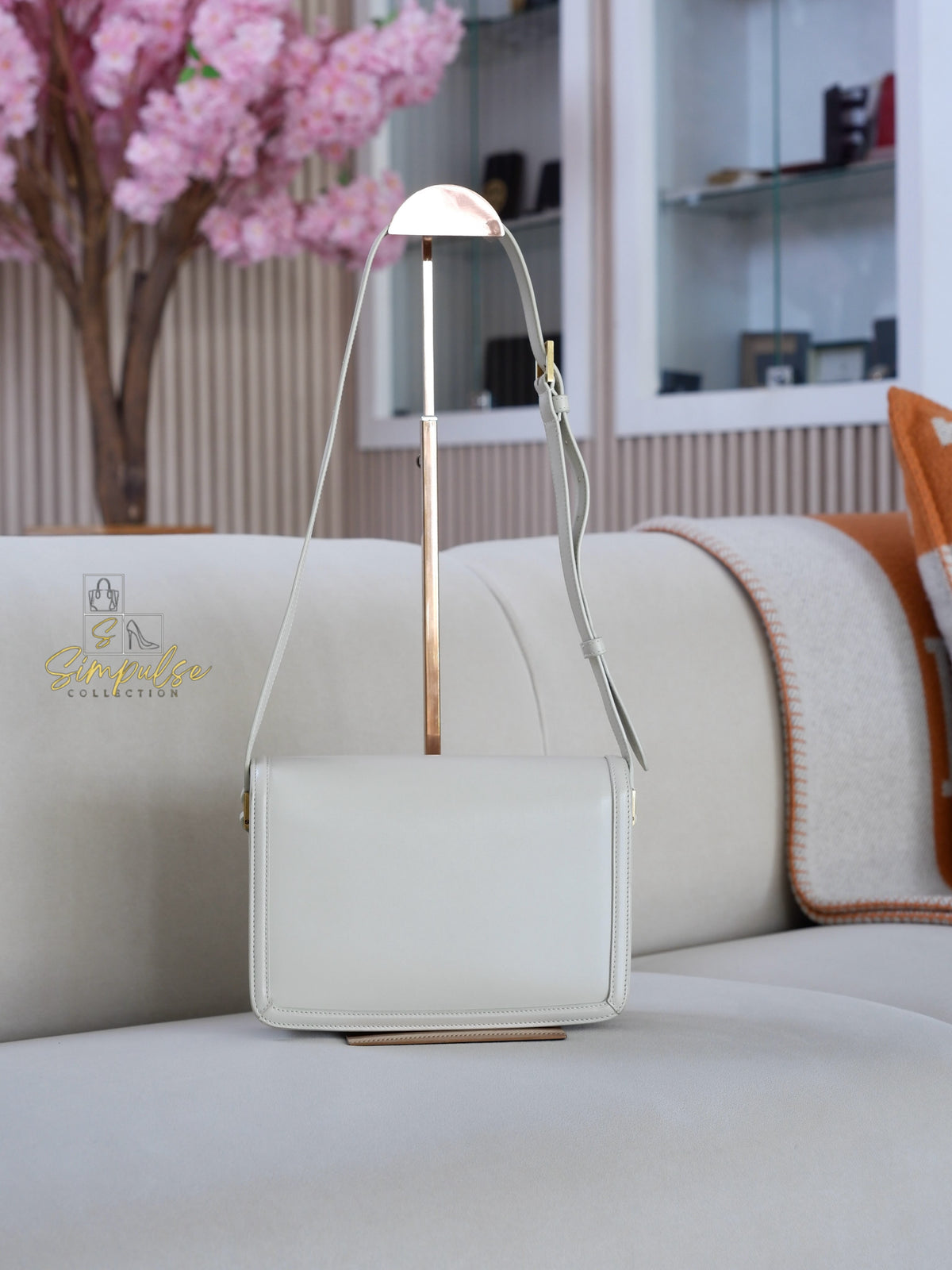 Yves Saint Laurent Smooth Calfskin Solferino Satchel in Ivory