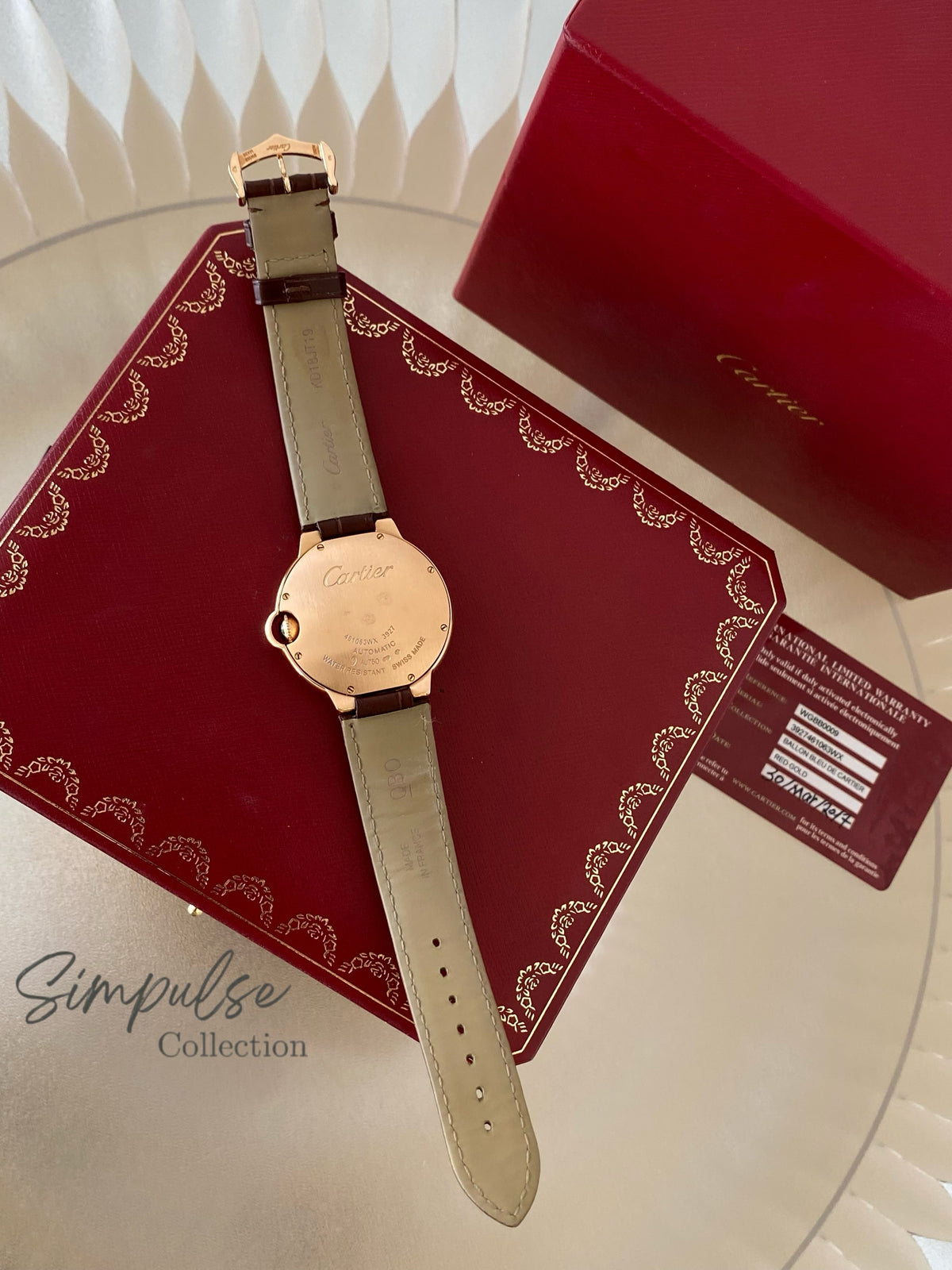 CARTIER BALLON BLEU ROSEGOLD W/ BROWN STRAP LEATHER