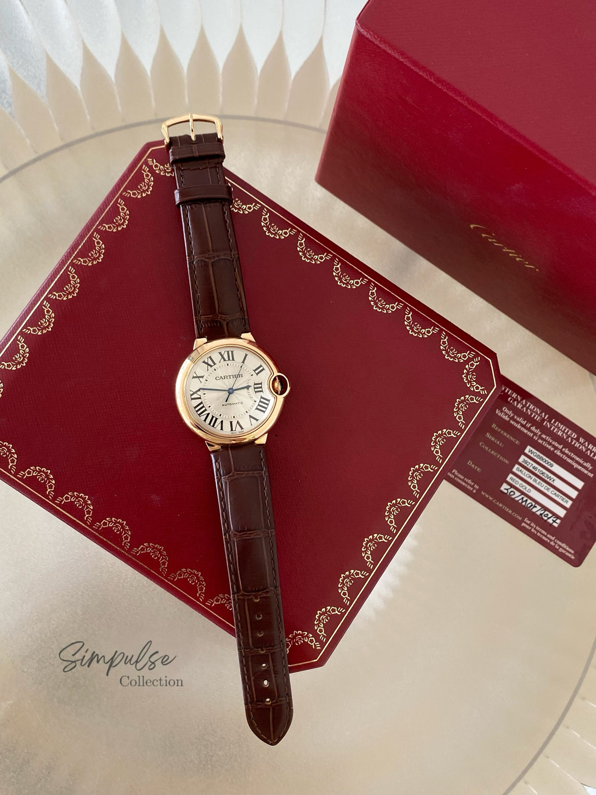 CARTIER BALLON BLEU ROSEGOLD W/ BROWN STRAP LEATHER