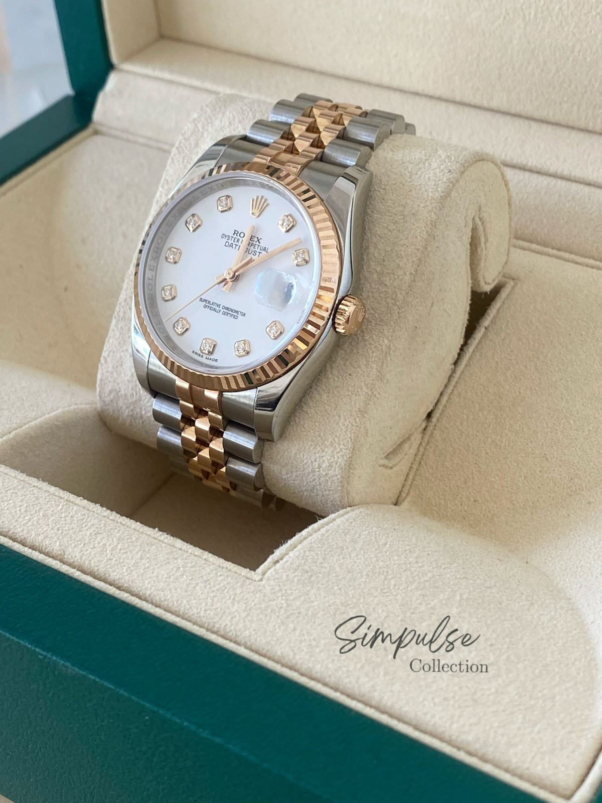 ROLEX DATEJUST TWO TONE ROSEGOLD W/ DIAMOND