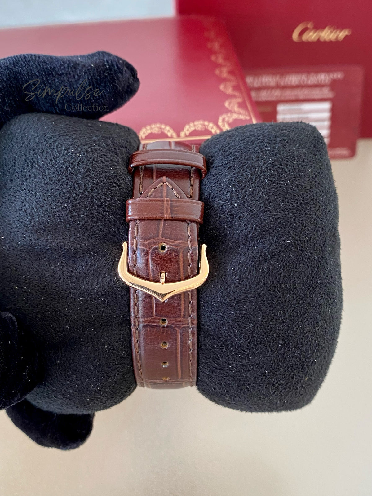 CARTIER BALLON BLEU ROSEGOLD W/ BROWN STRAP LEATHER