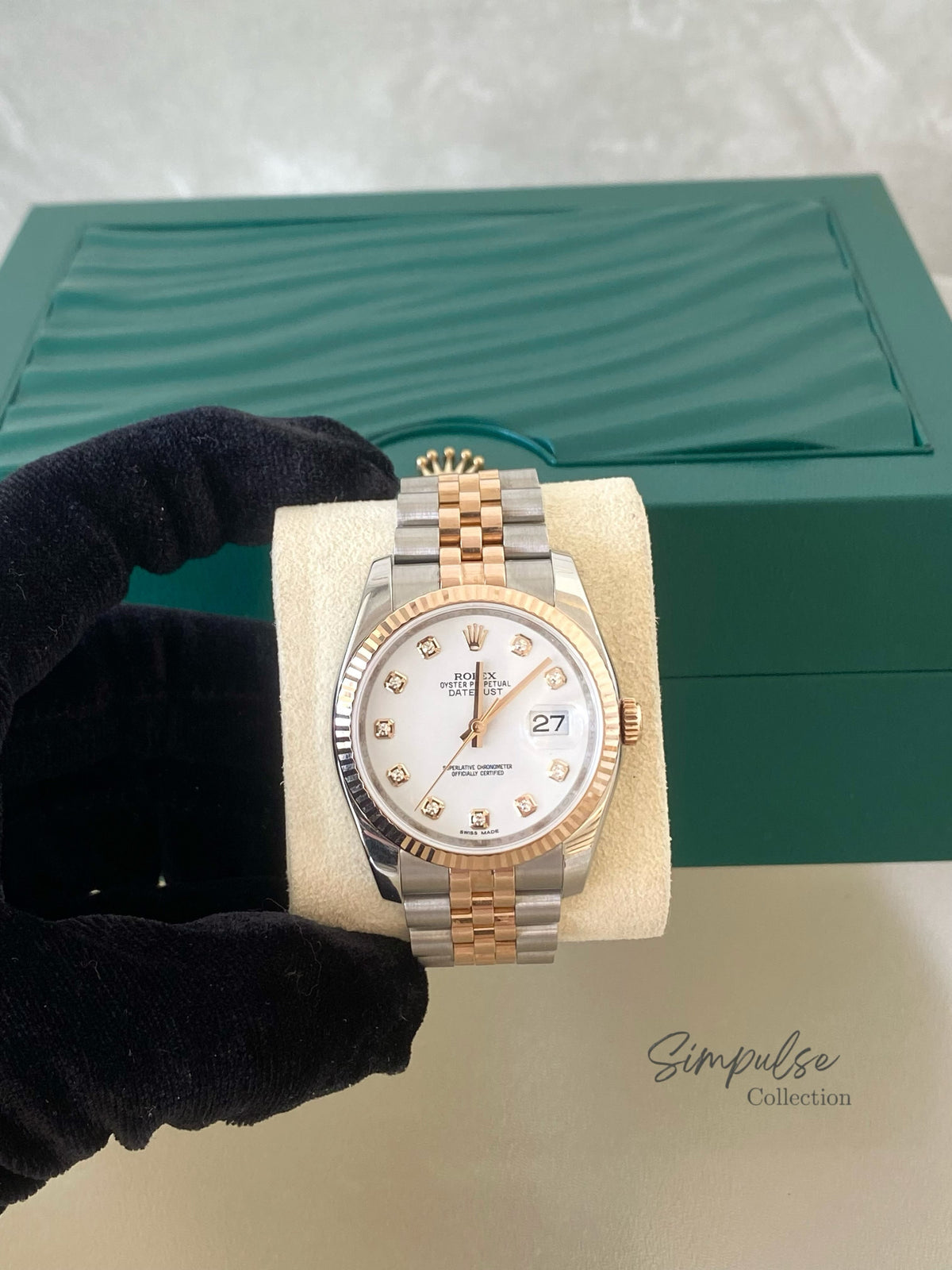 ROLEX DATEJUST TWO TONE ROSEGOLD W/ DIAMOND