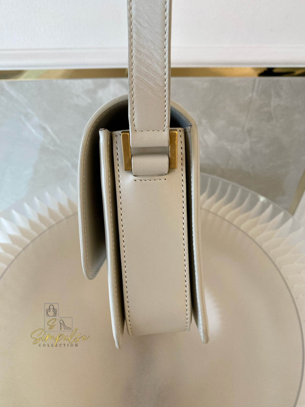 Yves Saint Laurent Smooth Calfskin Solferino Satchel in Ivory