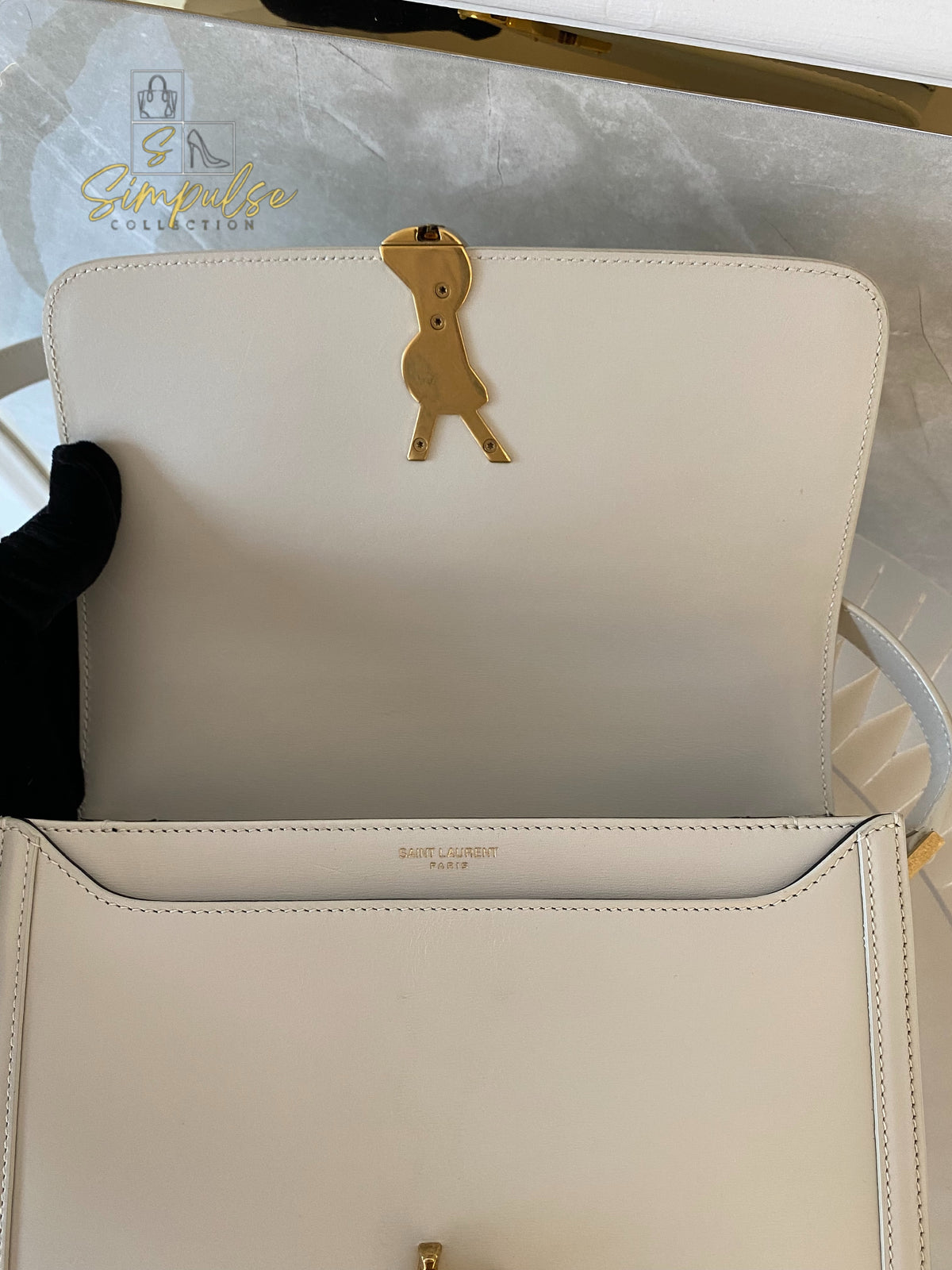 Yves Saint Laurent Smooth Calfskin Solferino Satchel in Ivory