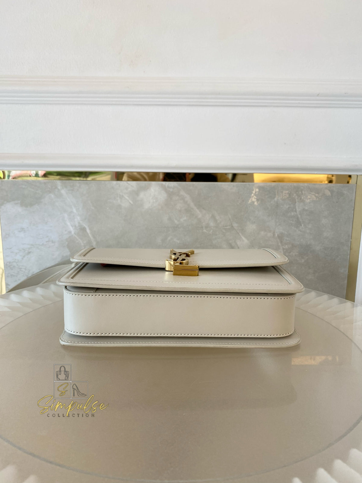 Yves Saint Laurent Smooth Calfskin Solferino Satchel in Ivory