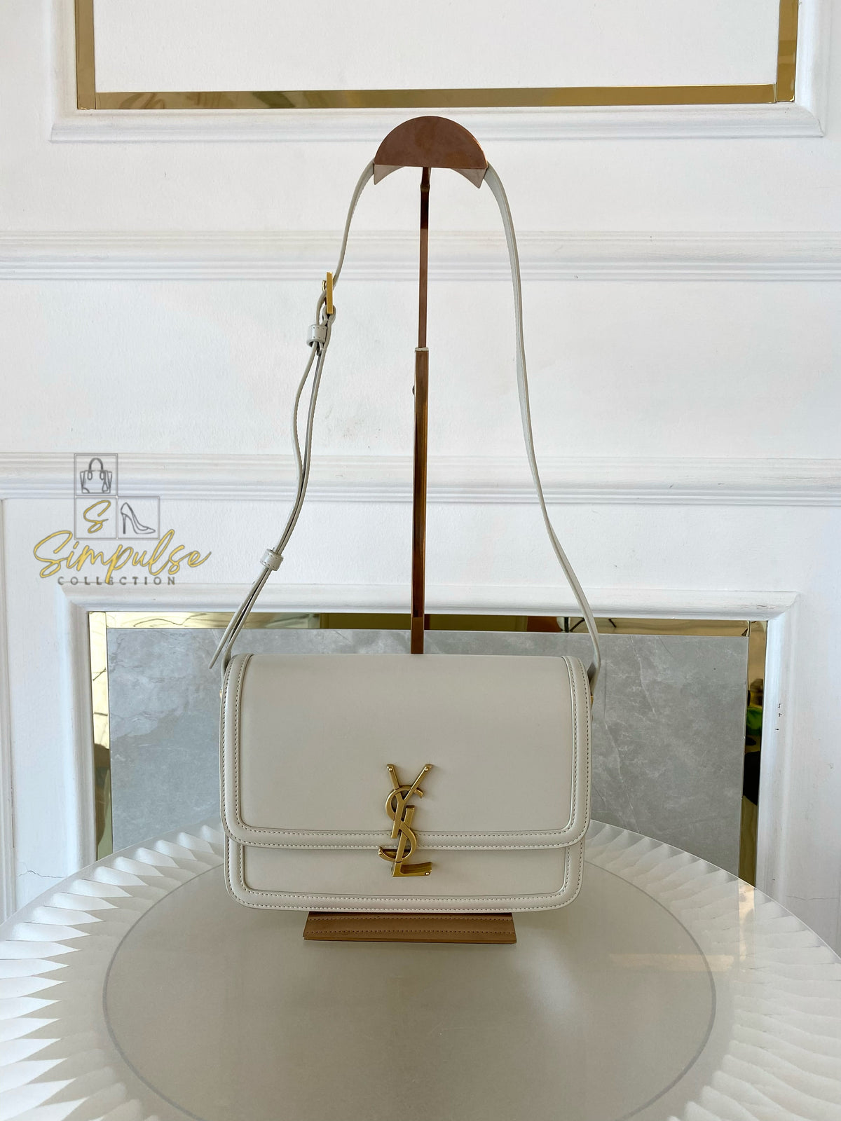 Yves Saint Laurent Smooth Calfskin Solferino Satchel in Ivory