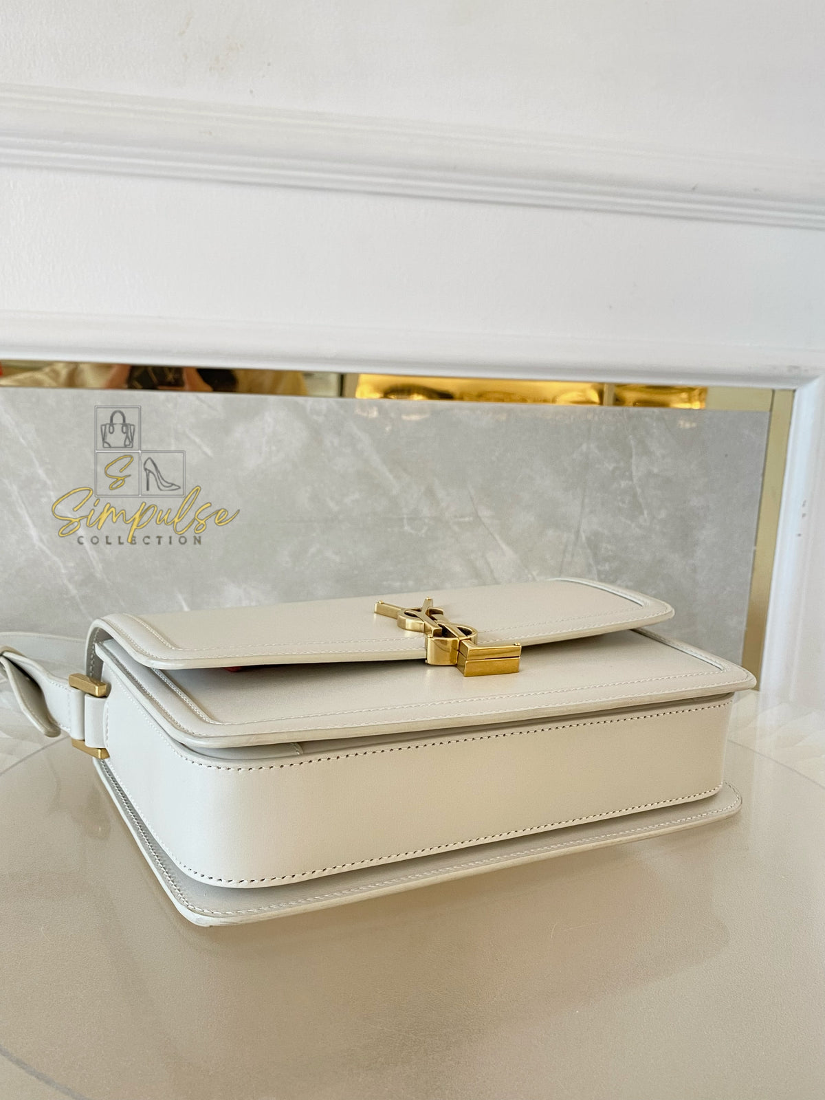 Yves Saint Laurent Smooth Calfskin Solferino Satchel in Ivory