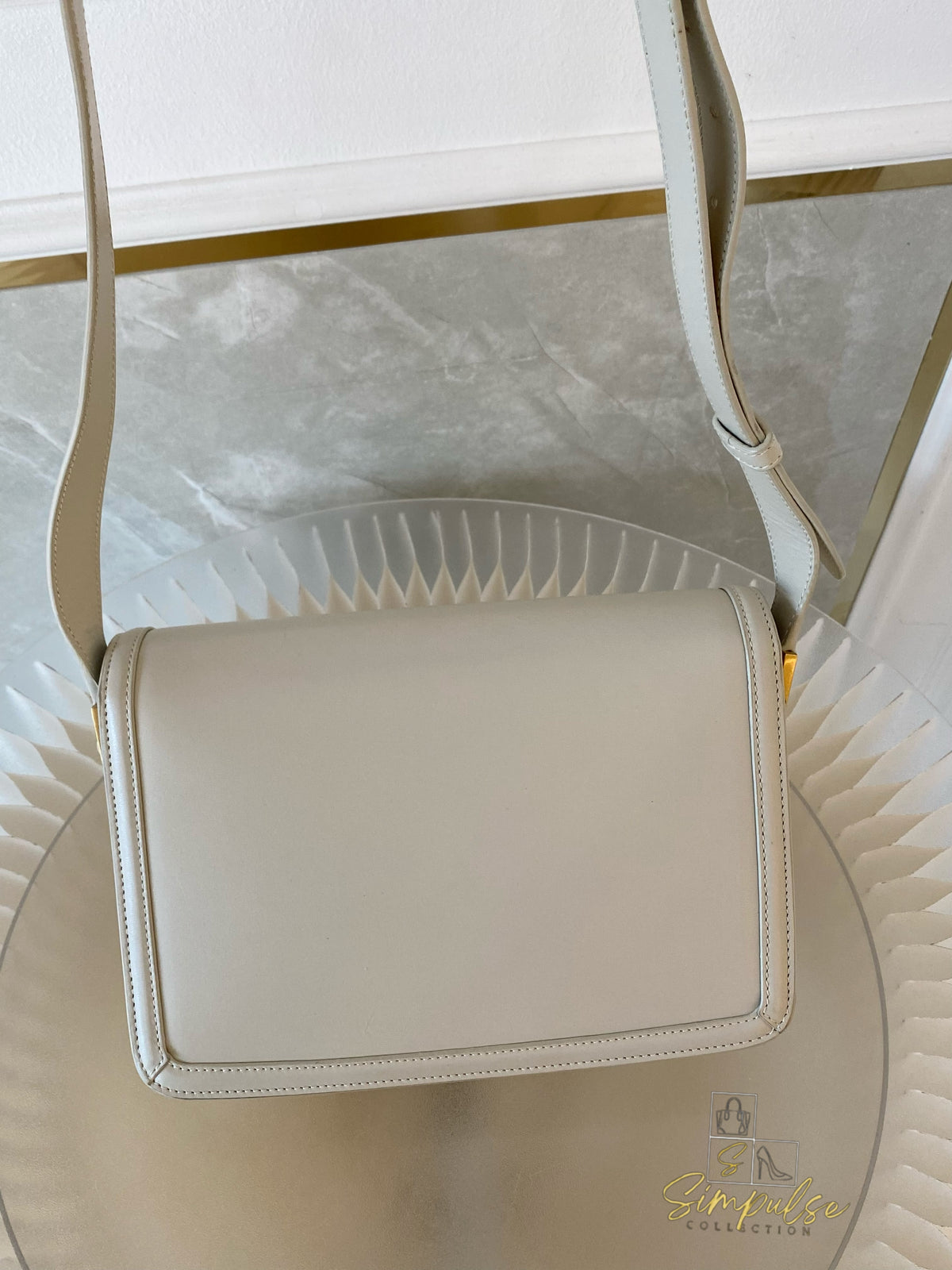 Yves Saint Laurent Smooth Calfskin Solferino Satchel in Ivory