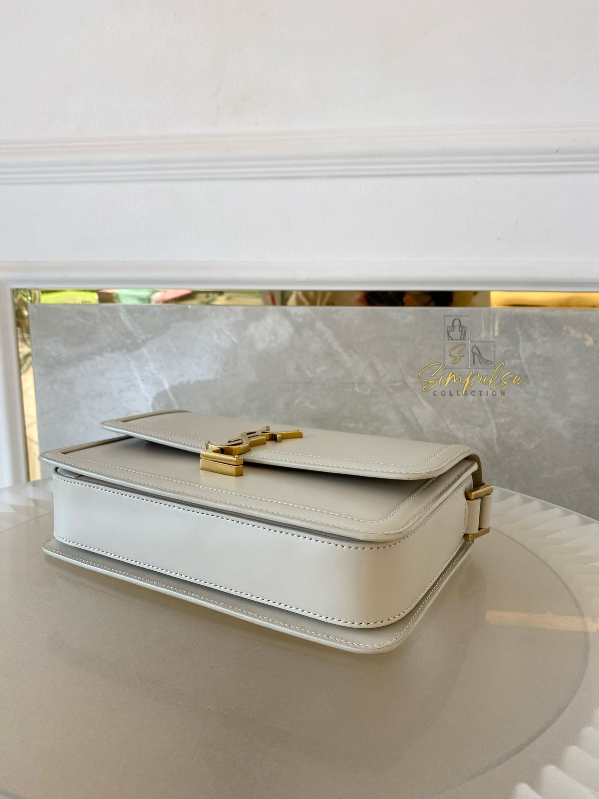 Yves Saint Laurent Smooth Calfskin Solferino Satchel in Ivory