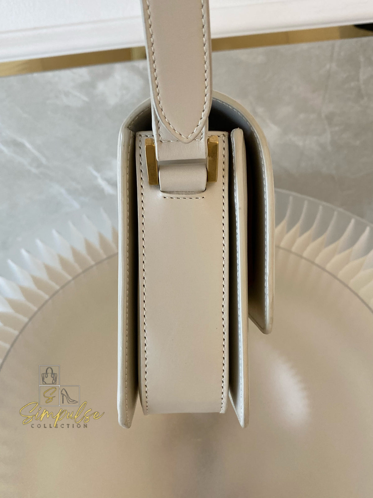 Yves Saint Laurent Smooth Calfskin Solferino Satchel in Ivory