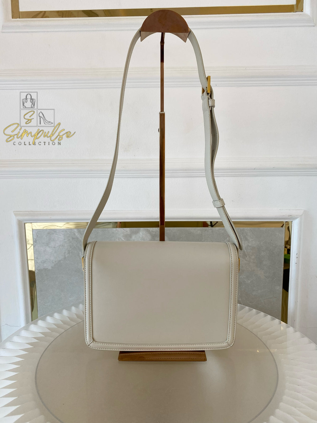 Yves Saint Laurent Smooth Calfskin Solferino Satchel in Ivory