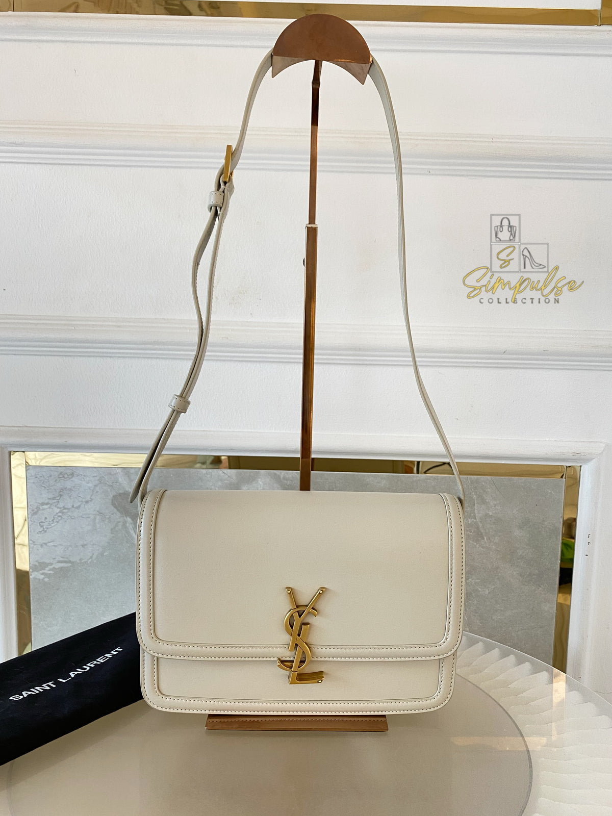 Yves Saint Laurent Smooth Calfskin Solferino Satchel in Ivory