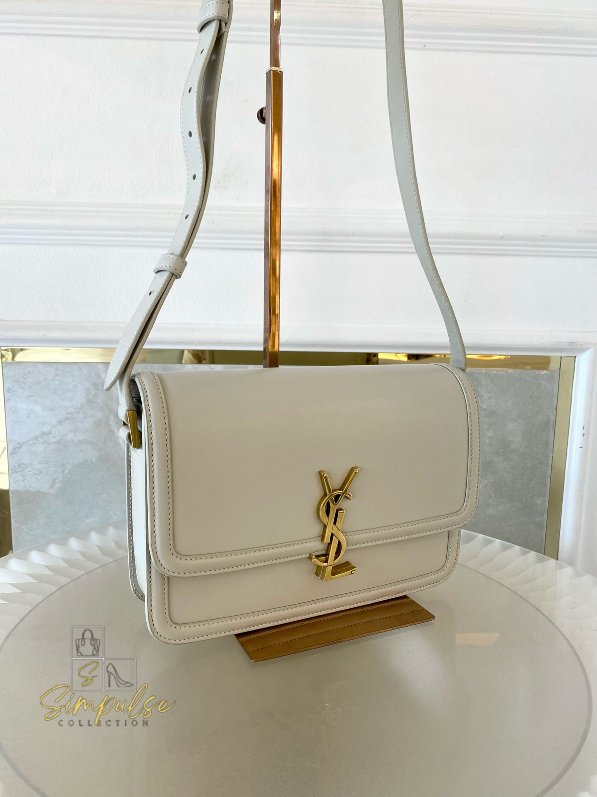Yves Saint Laurent Smooth Calfskin Solferino Satchel in Ivory
