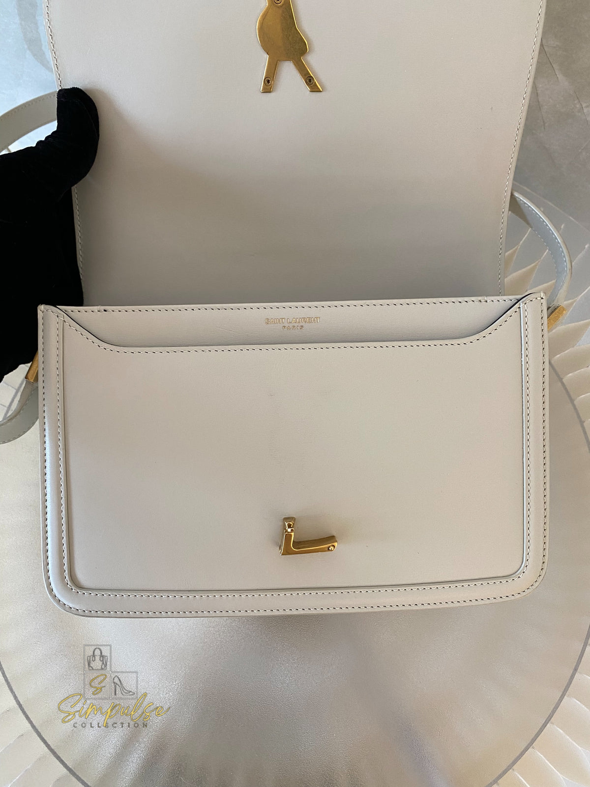 Yves Saint Laurent Smooth Calfskin Solferino Satchel in Ivory