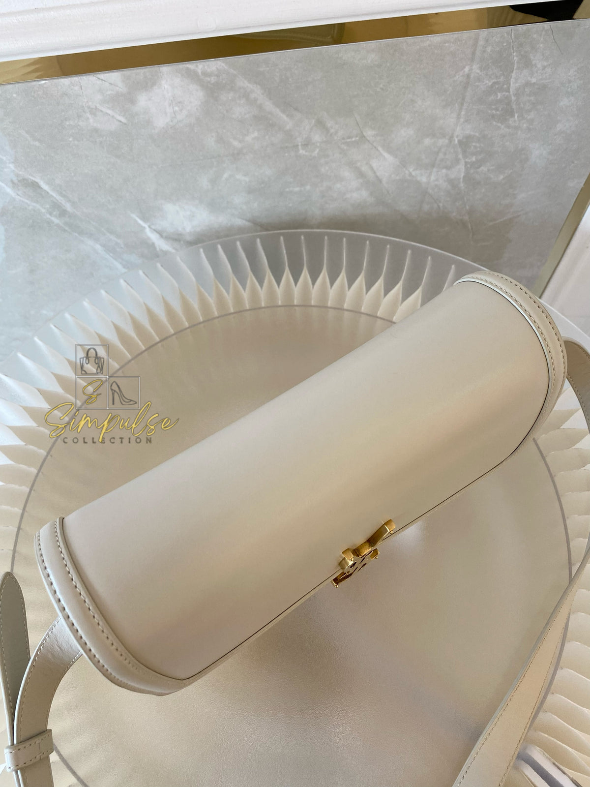 Yves Saint Laurent Smooth Calfskin Solferino Satchel in Ivory