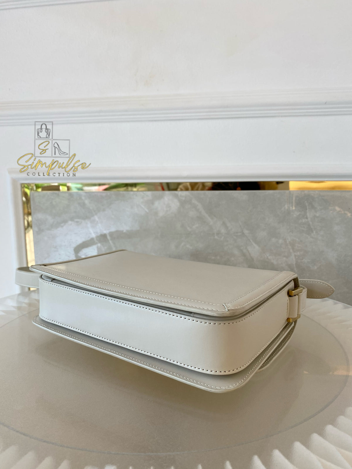 Yves Saint Laurent Smooth Calfskin Solferino Satchel in Ivory