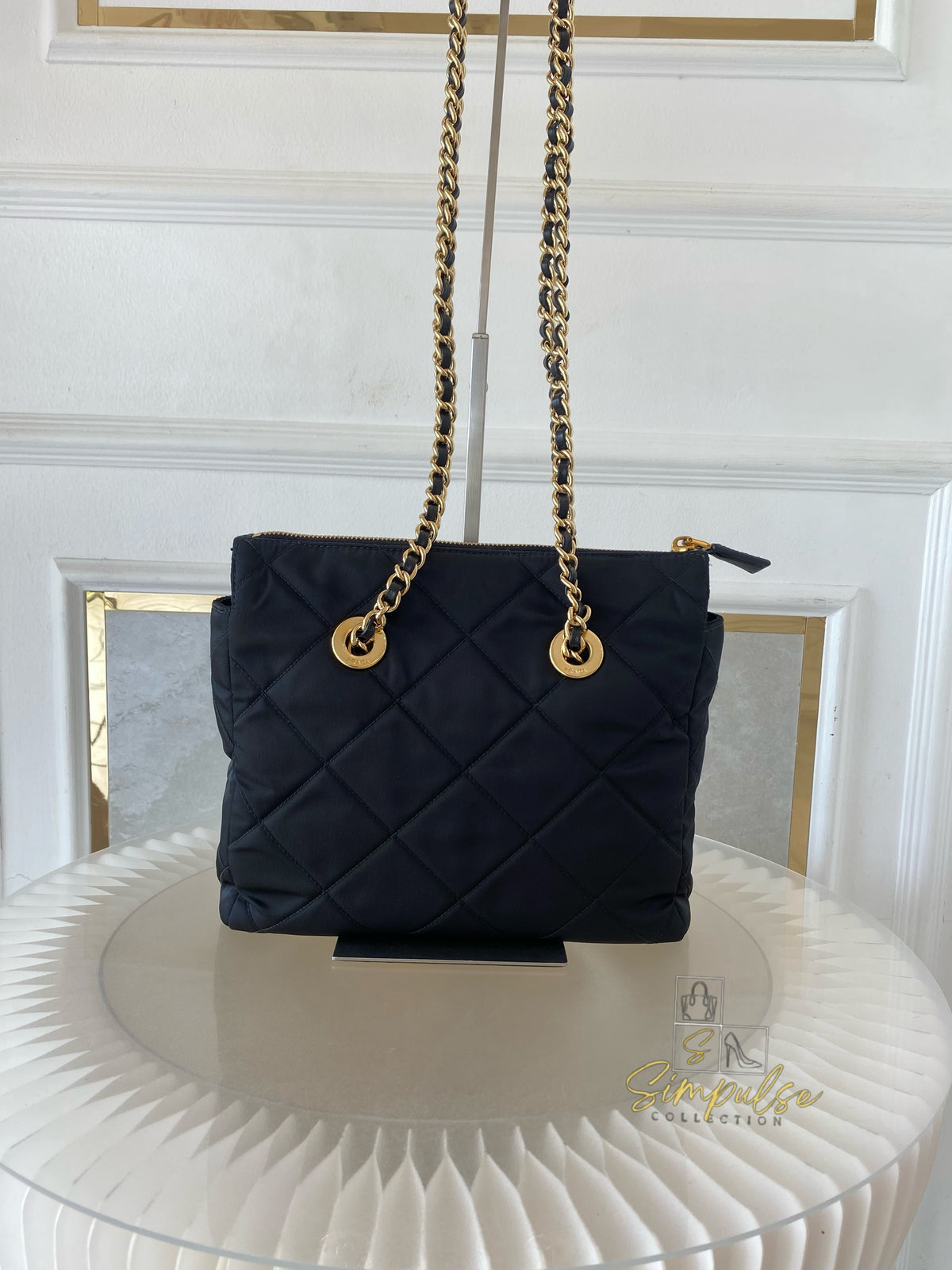 RE-NYLON IMPUNTO QUILTED RE-EDITION 1995 CHAIN SHOULDER BAG