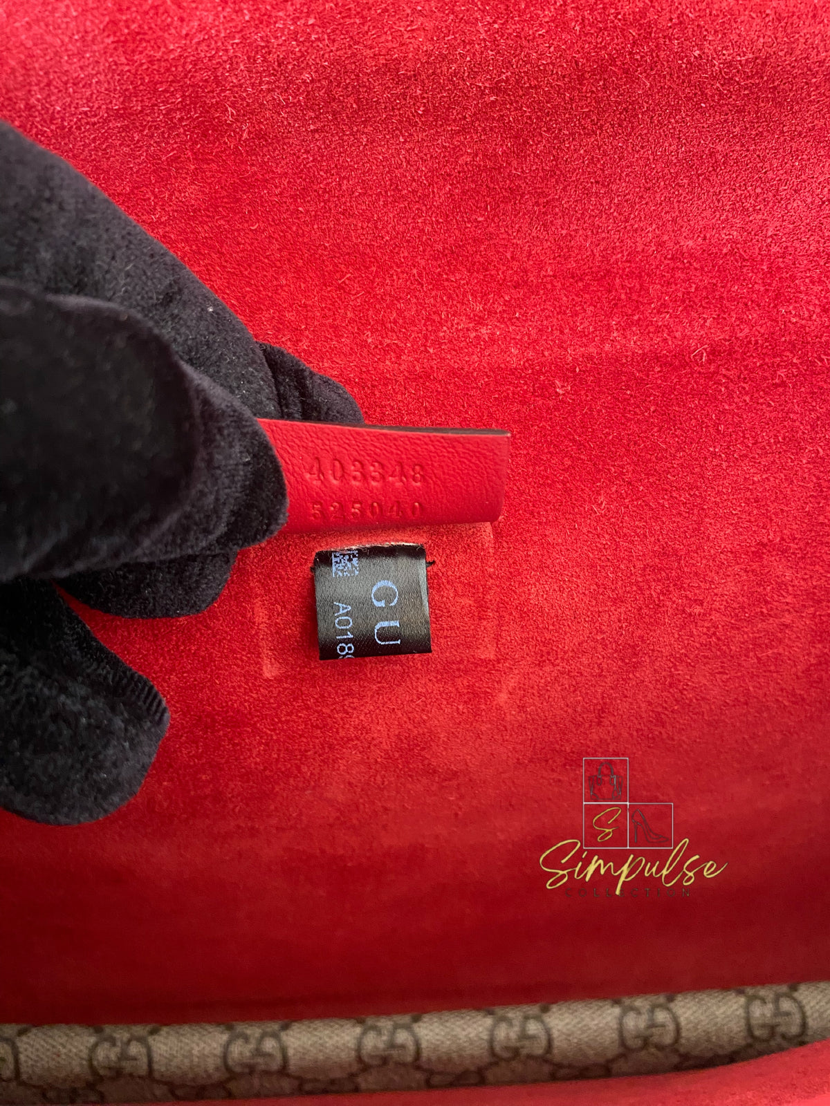 GUCCI MEDIUM SUPREME MONOGRAM DIONYSUS w/RED SUEDE TRIM SHW