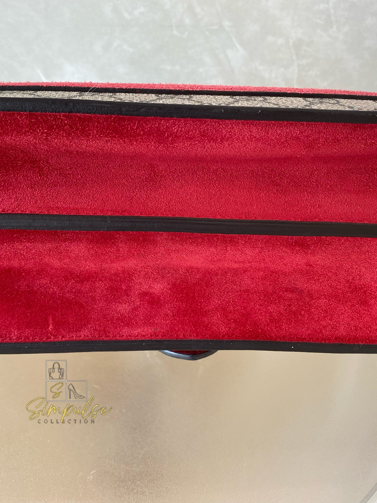 GUCCI MEDIUM SUPREME MONOGRAM DIONYSUS w/RED SUEDE TRIM SHW
