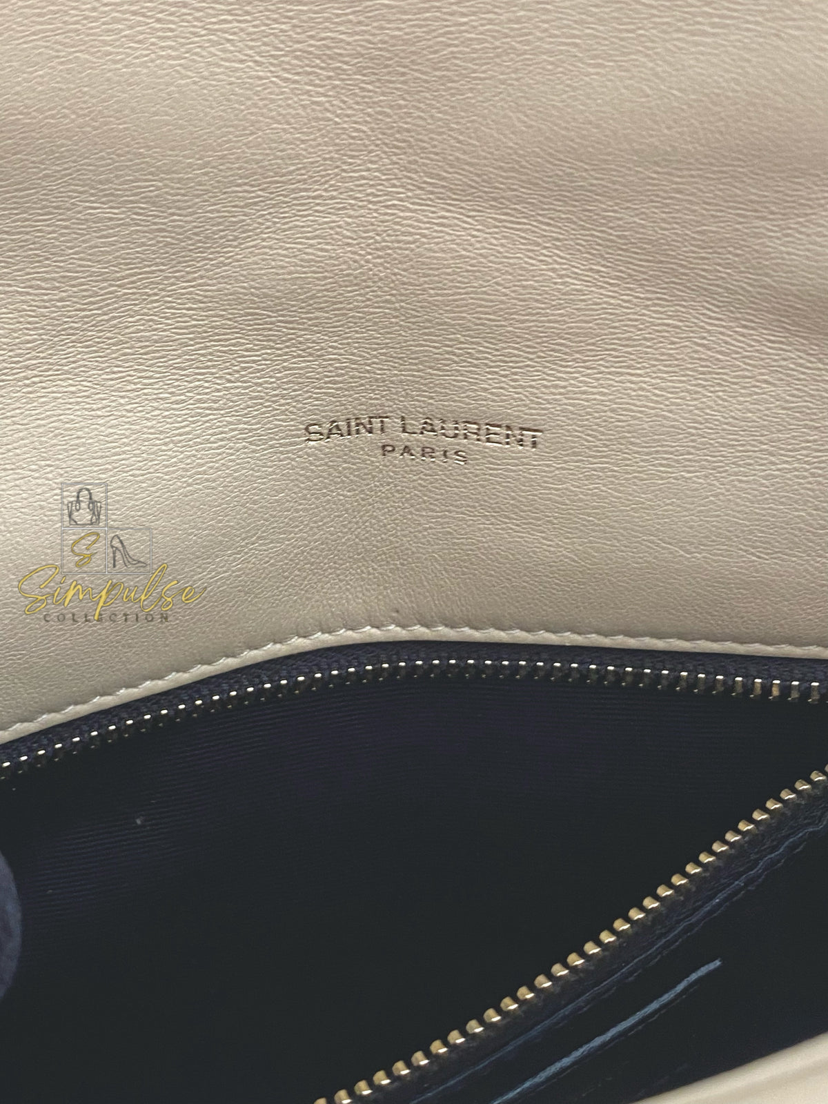 YVES SAINT LAURENT LOULOU PUFFER LAMBSKIN BEIGE GHW