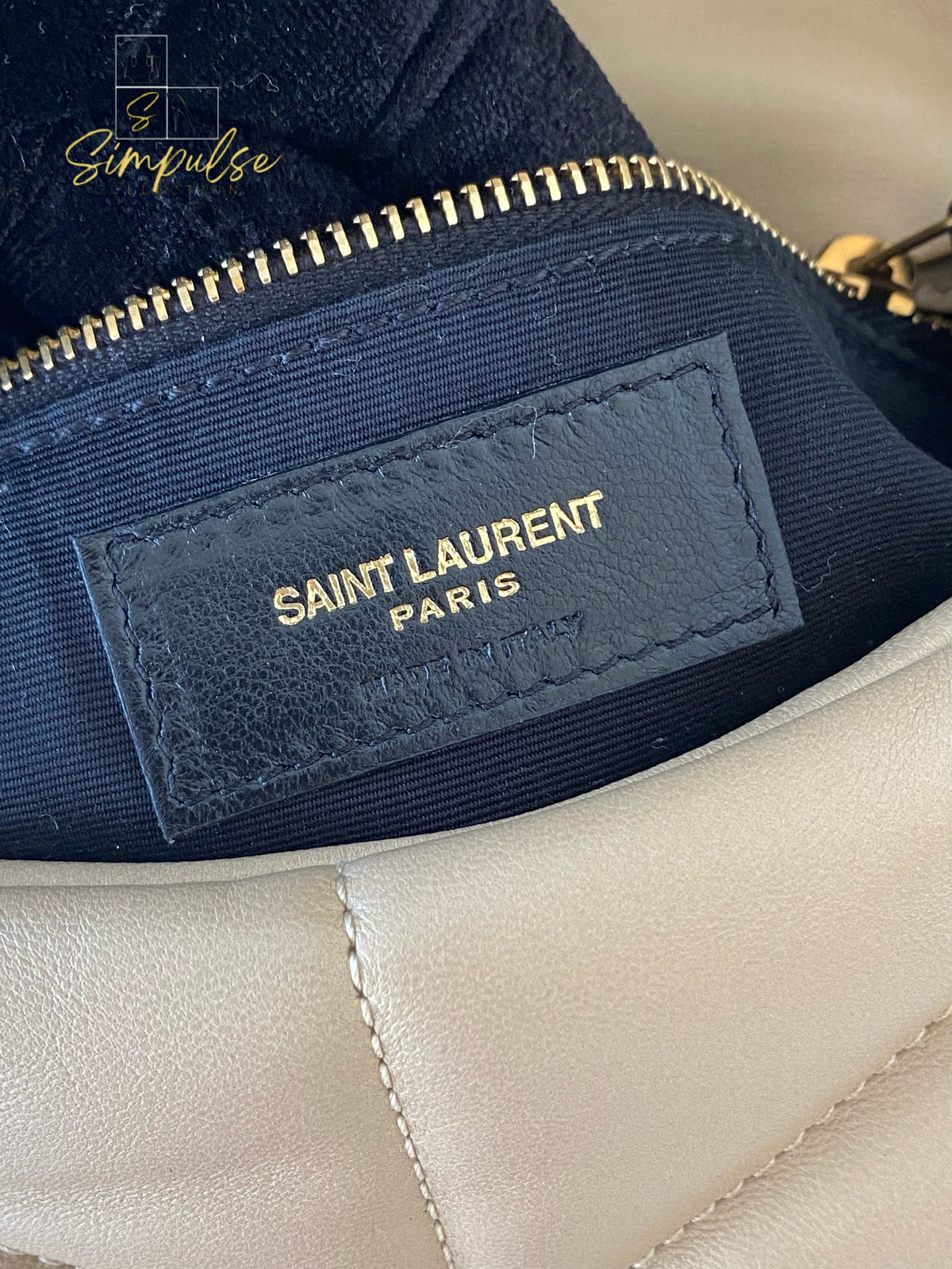 YVES SAINT LAURENT LOULOU PUFFER LAMBSKIN BEIGE GHW