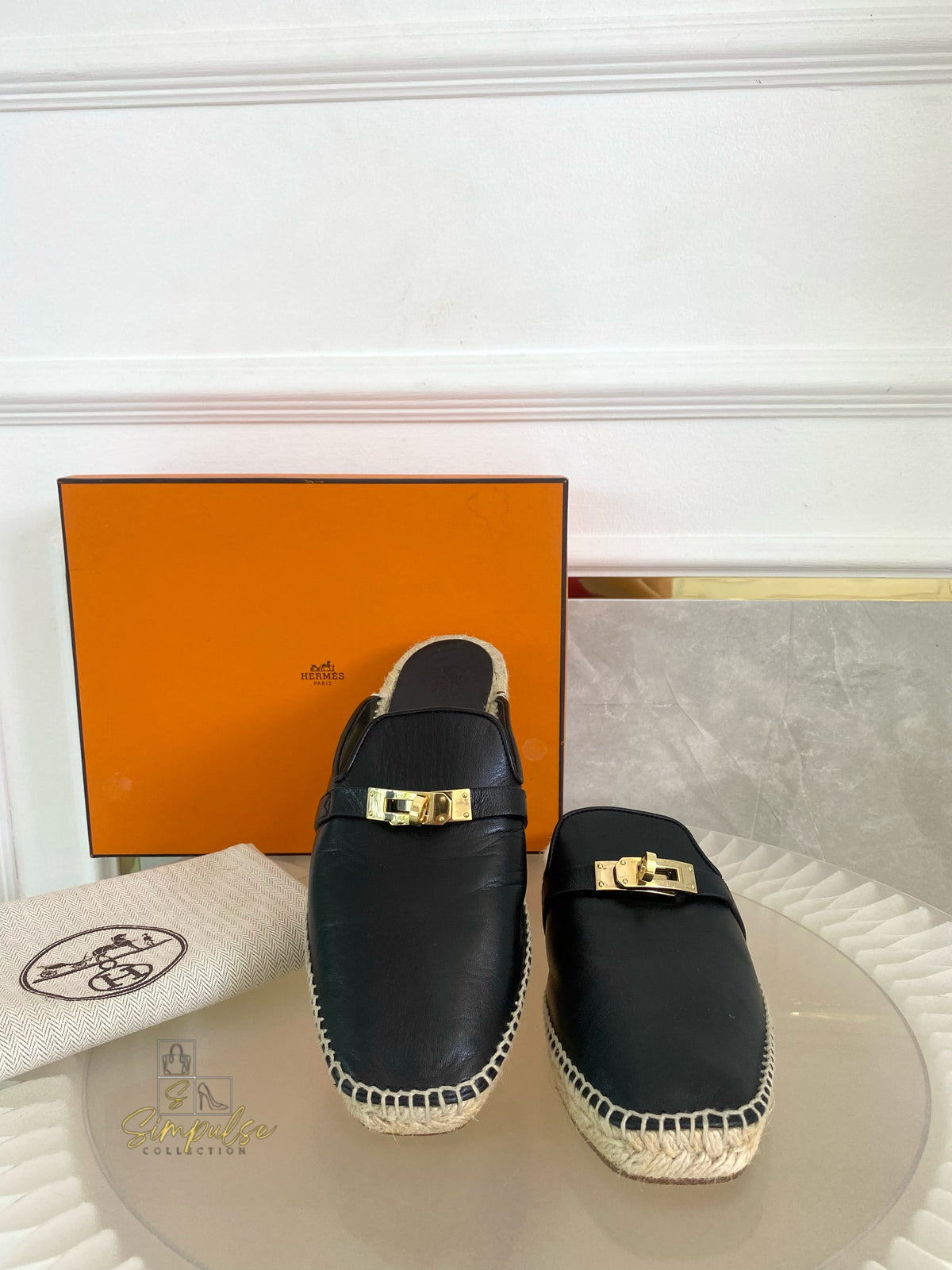 HERMES FERIA ESPADRILLE BLACK