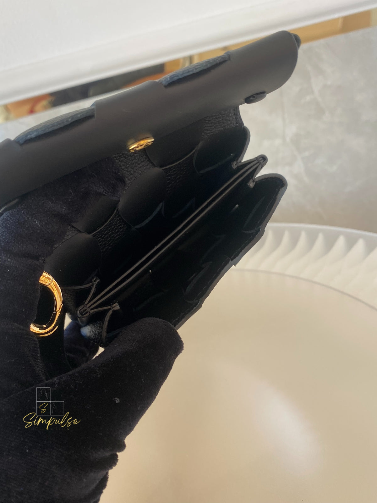 POLENE NEITI DUO CARD HOLDER in BLACK