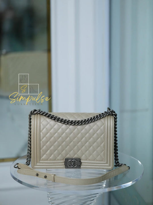 Chanel Leboy New Medium Metallic Caviar Ruthenium Hardware
