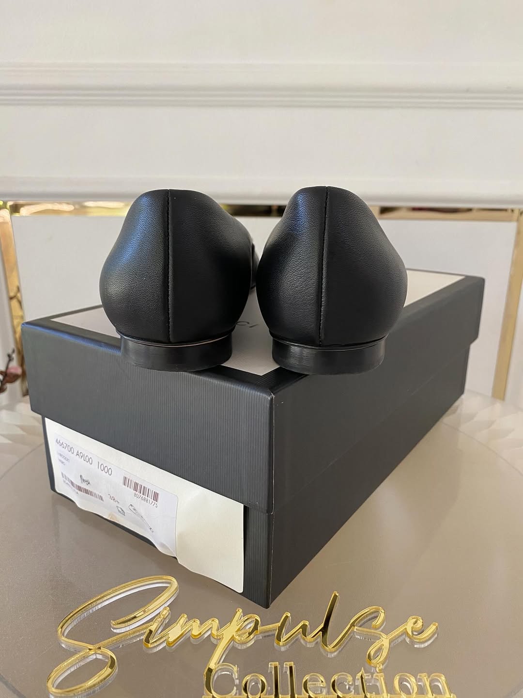 Gucci Black Leather Horsebit Ballet Flats