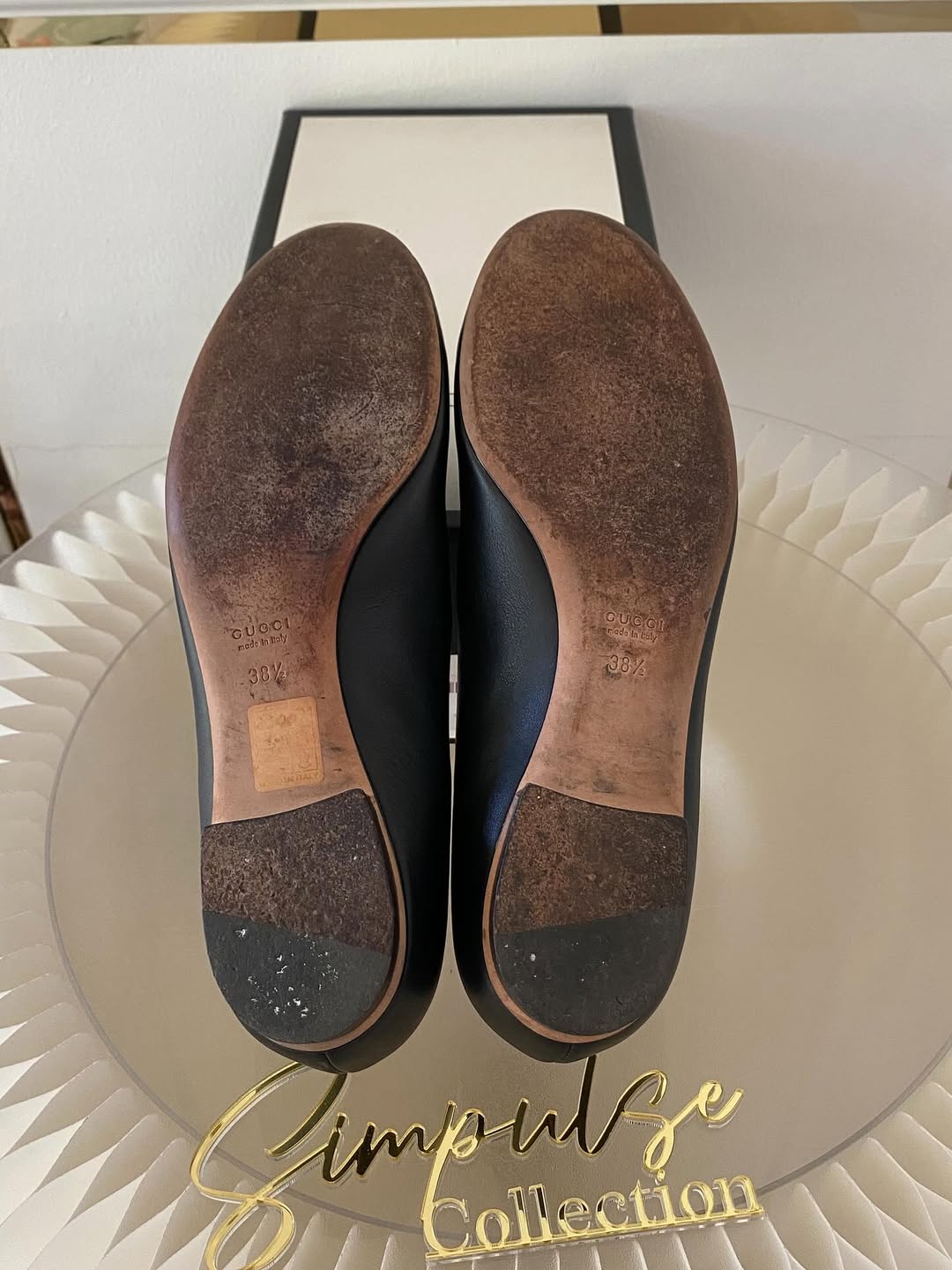 Gucci Black Leather Horsebit Ballet Flats