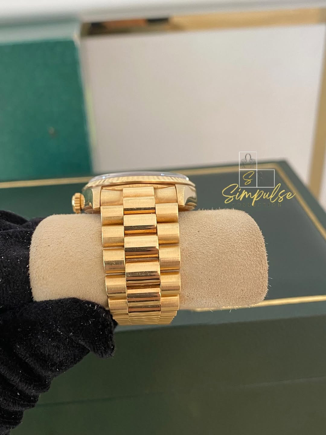 Rolex Day-Date 18k Solid Gold MOP Blue Ice Dial Anniv. Computer Face