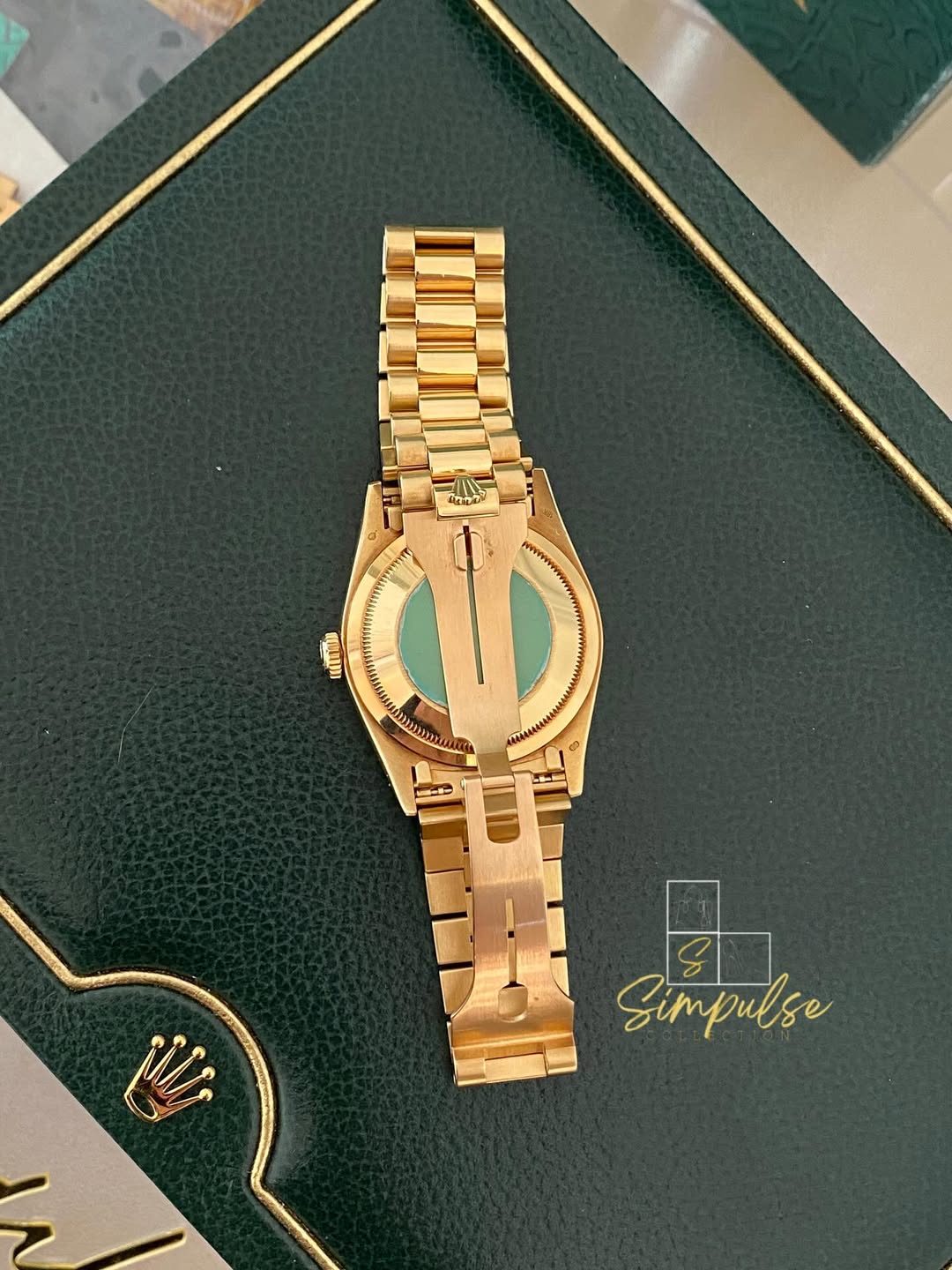 Rolex Day-Date 18k Solid Gold MOP Blue Ice Dial Anniv. Computer Face