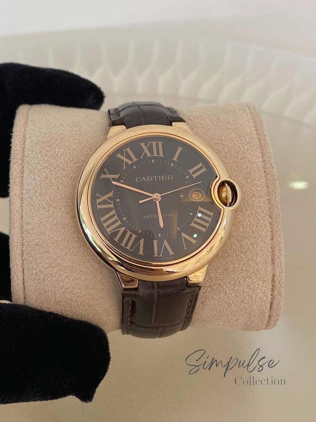 Cartier Ballon Bleu RG Leather Strp
