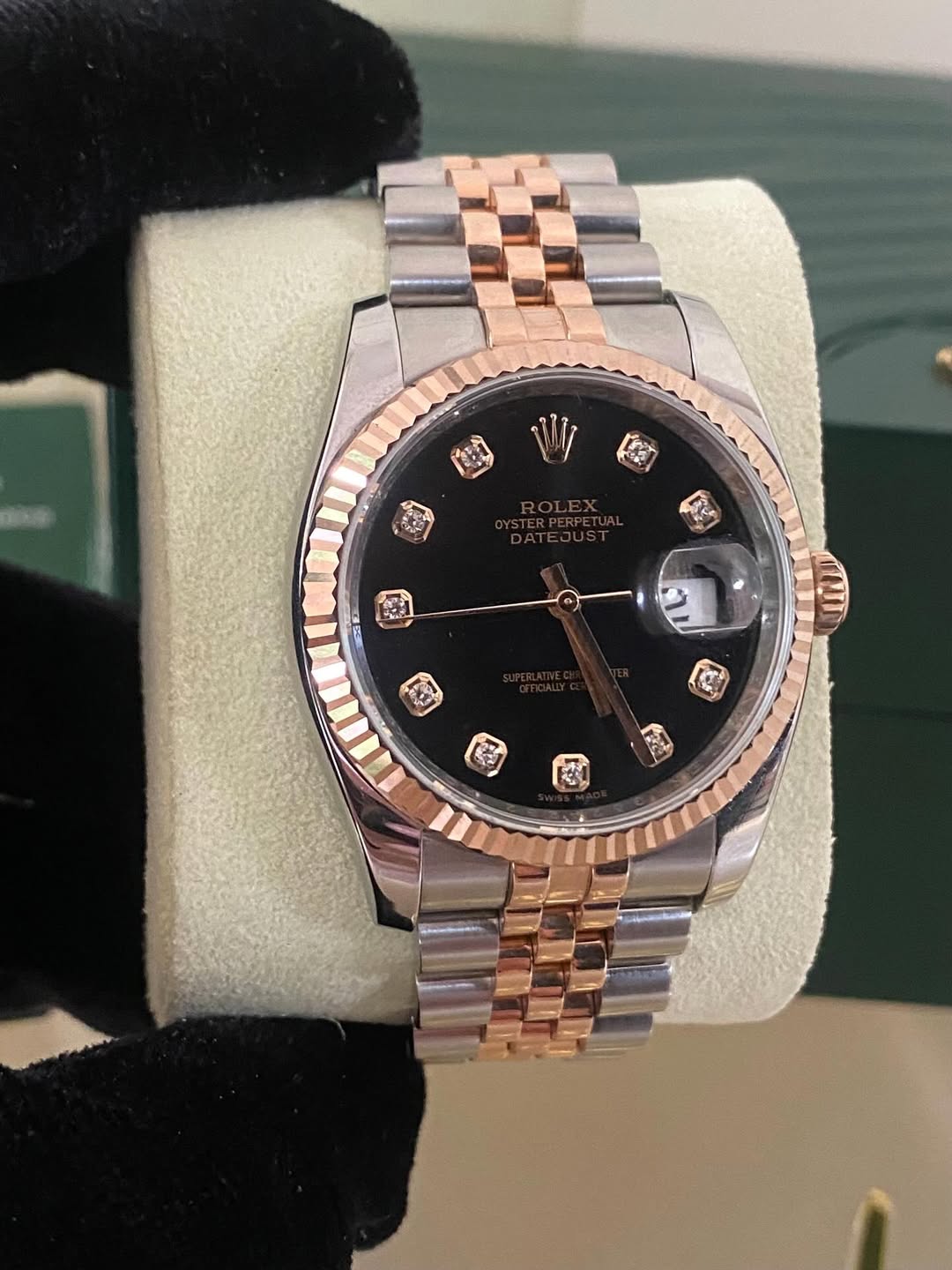 Rolex Ever Rosegold Black Face w/ Dia