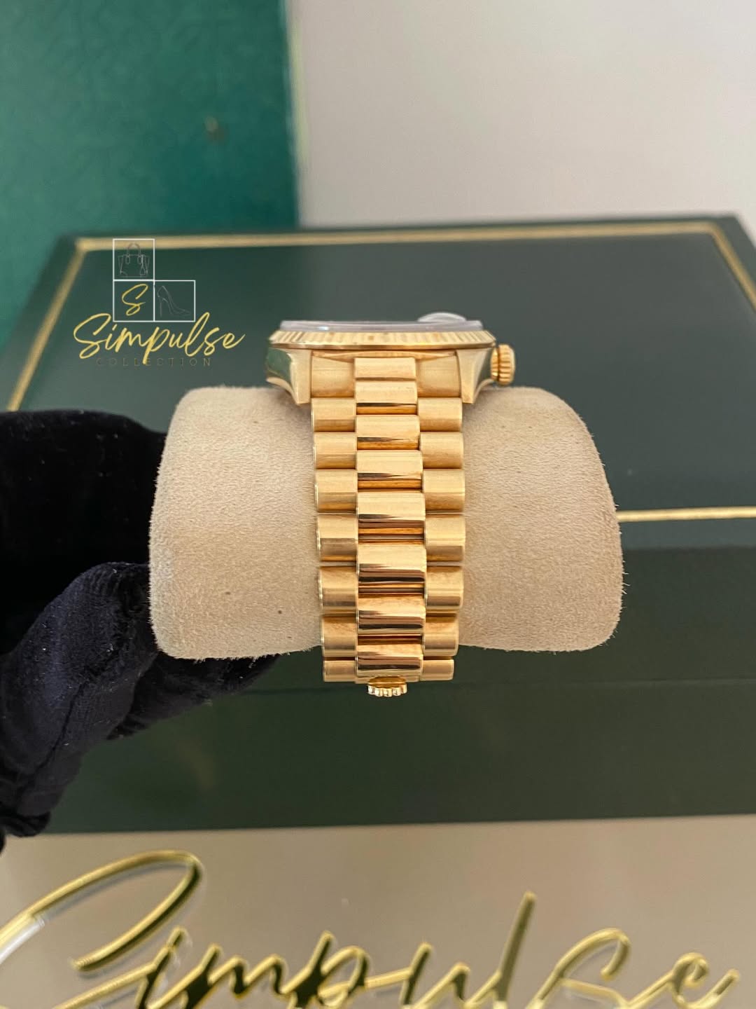 Rolex Day-Date 18k Solid Gold MOP Blue Ice Dial Anniv. Computer Face