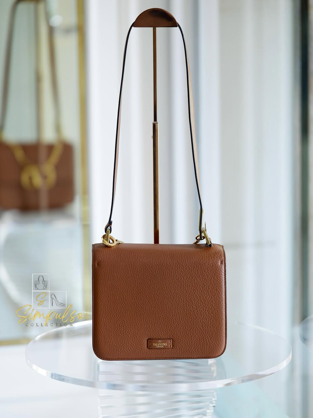 VLTN V Logo Sling Crossbody Pebbled Leather