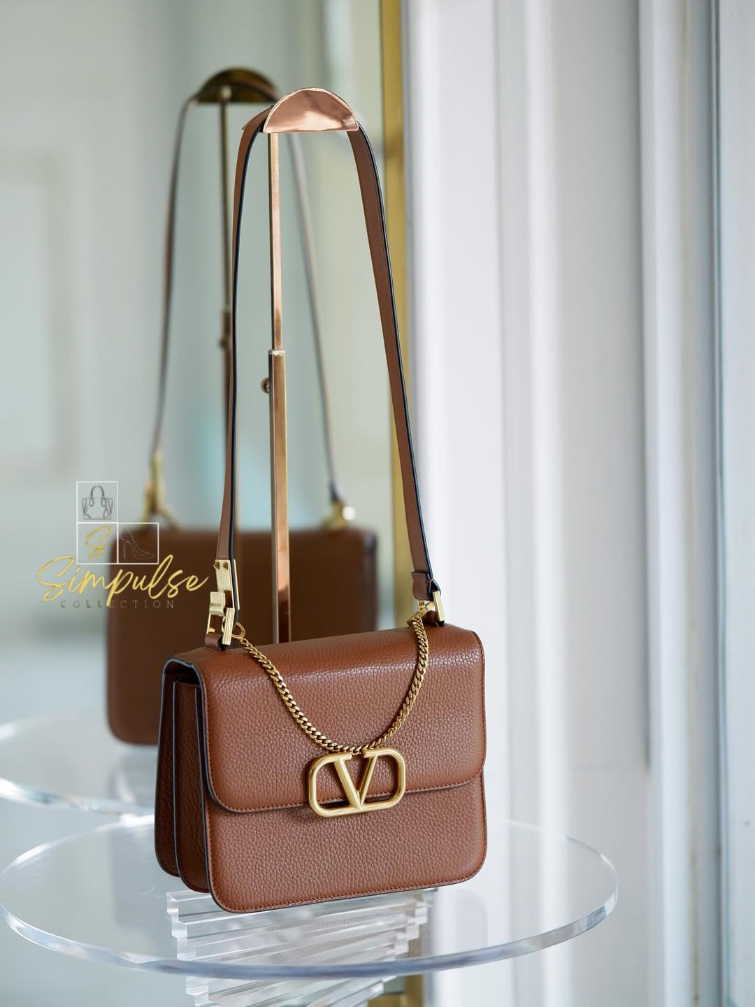 VLTN V Logo Sling Crossbody Pebbled Leather