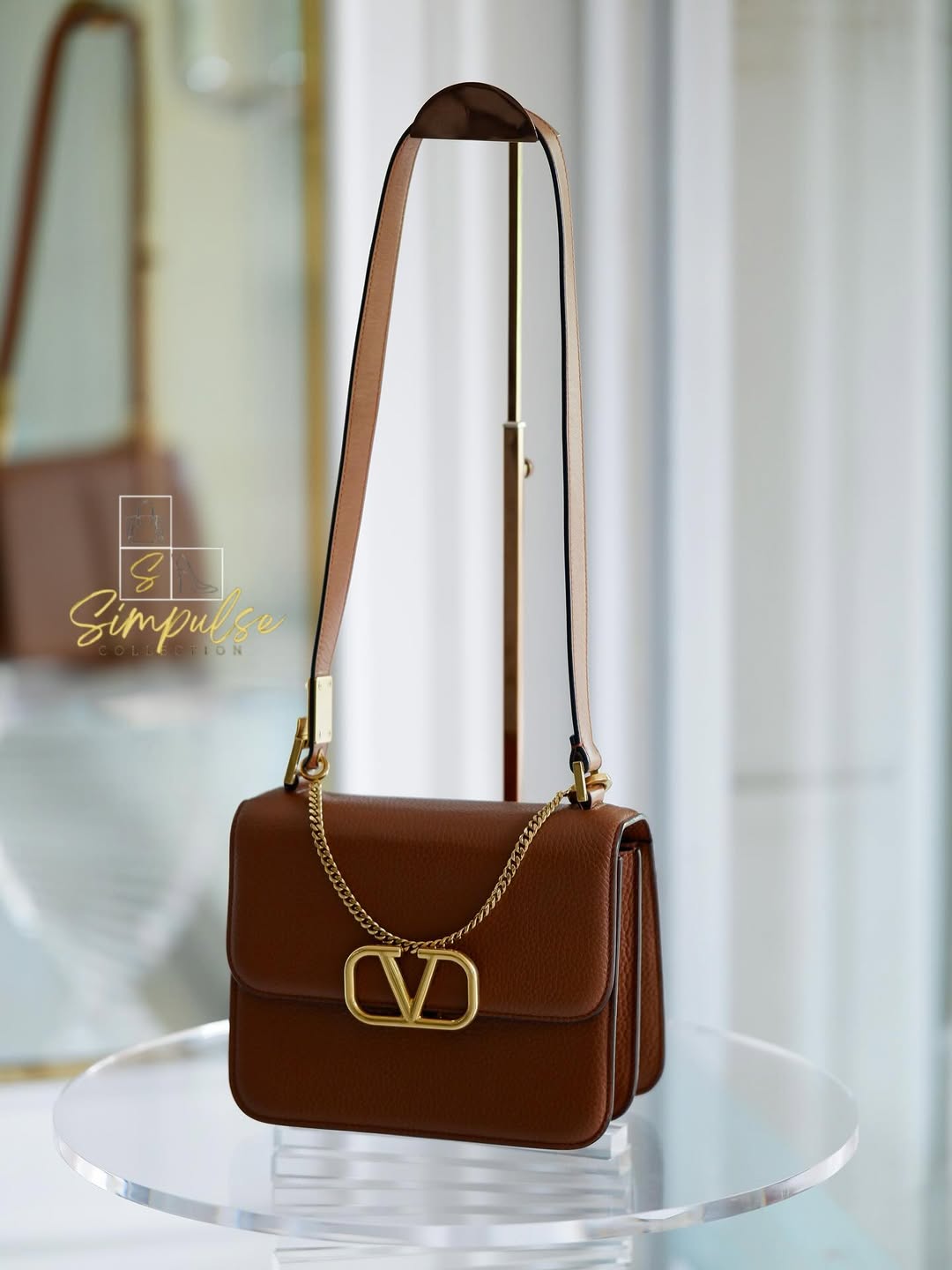 VLTN V Logo Sling Crossbody Pebbled Leather