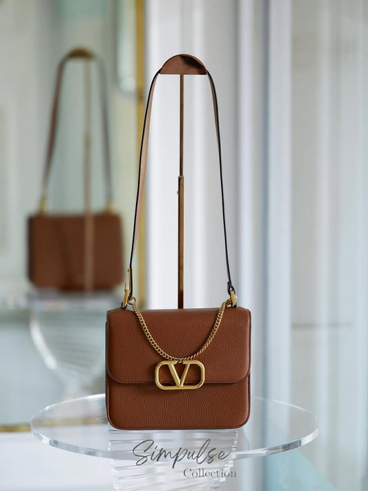 VLTN V Logo Sling Crossbody Pebbled Leather