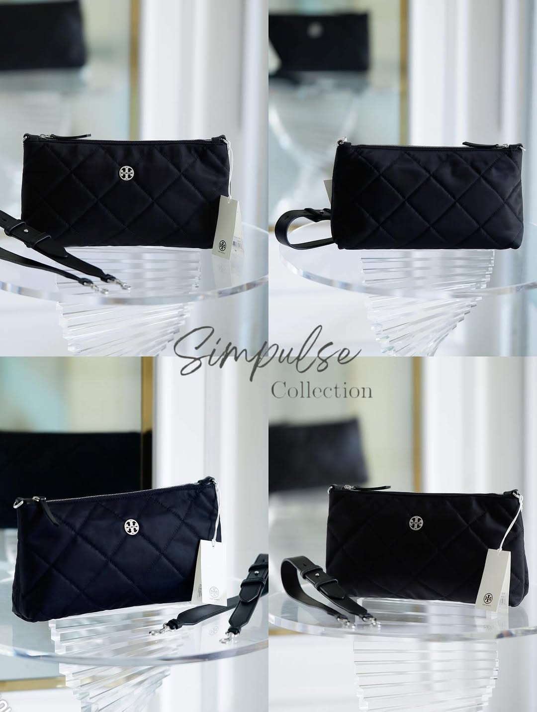 Tory Burch Willa Quilted Nylon Zip Shoulder Bag Brand
