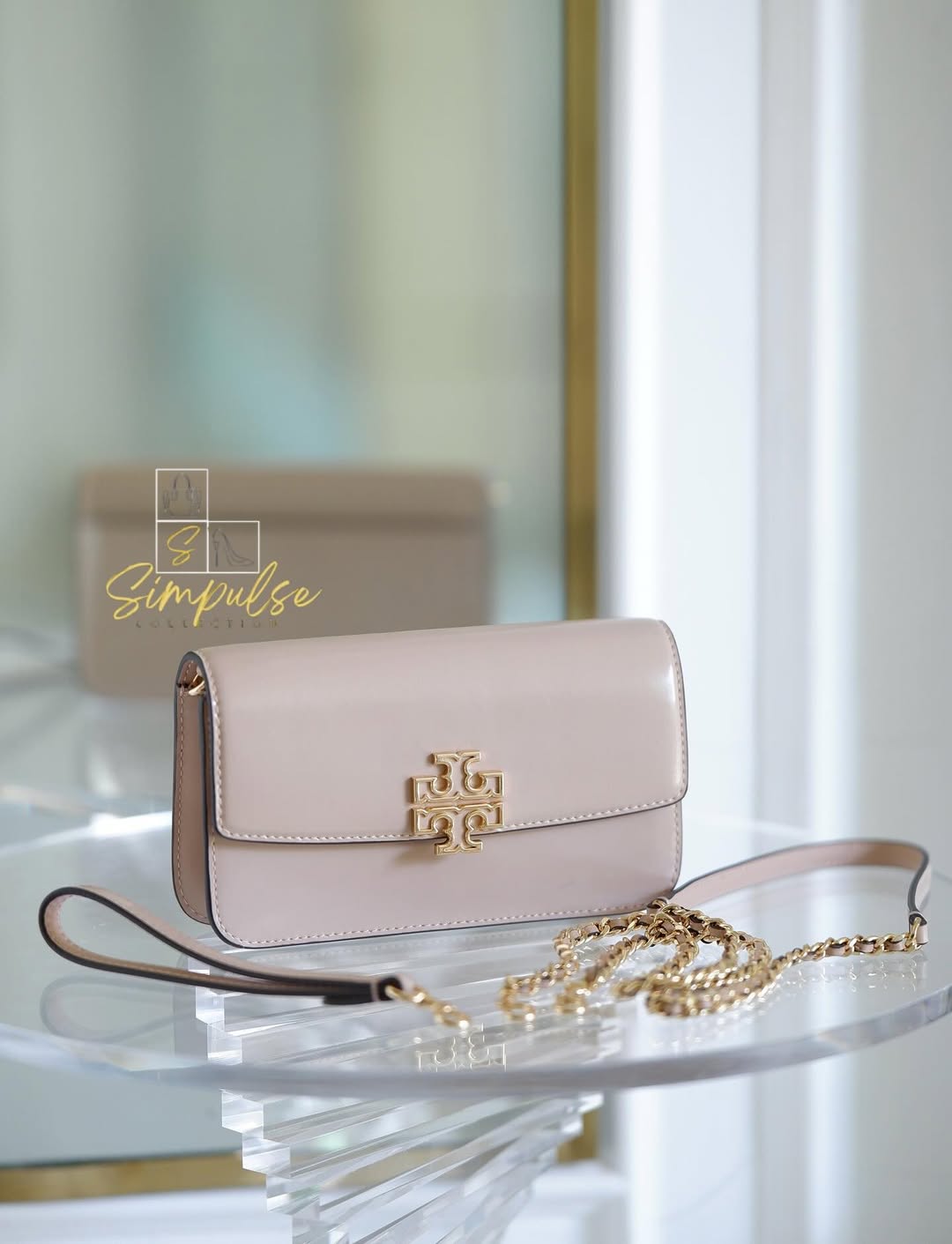 Tory Burch Britten Patent Chain Wallet