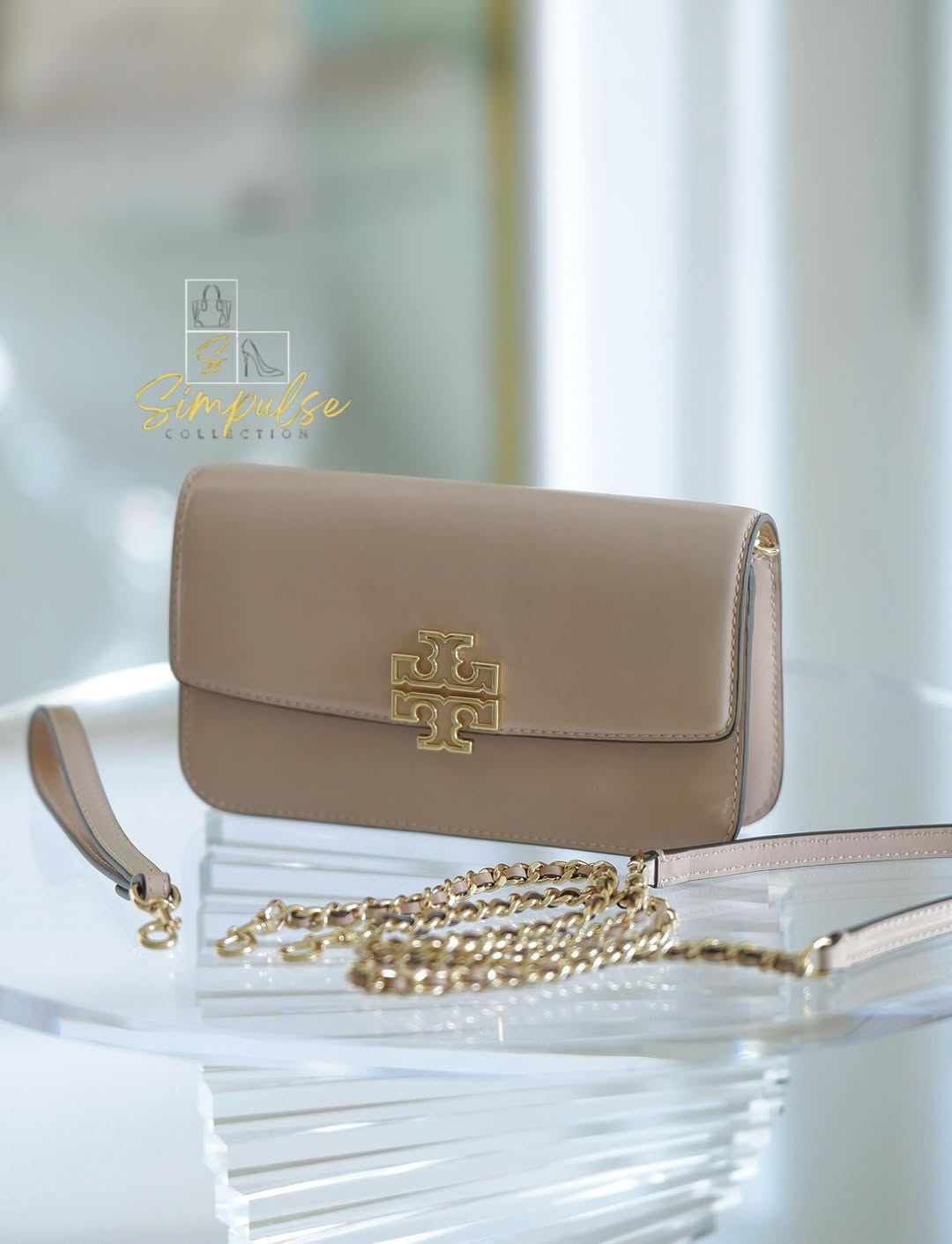 Tory Burch Britten Patent Chain Wallet