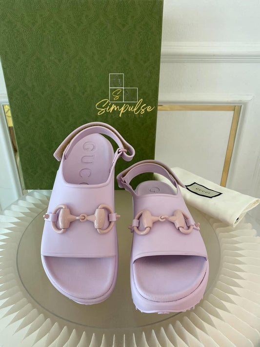 GUCCI Lilac Horsebit Platform Rubber