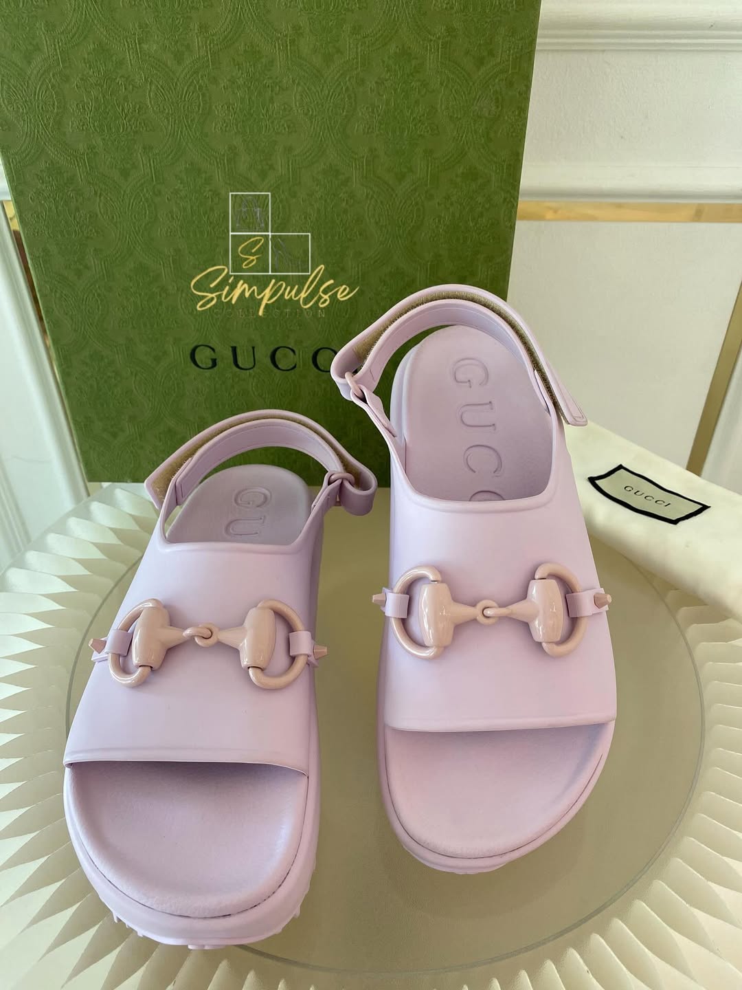 GUCCI Lilac Horsebit Platform Rubber