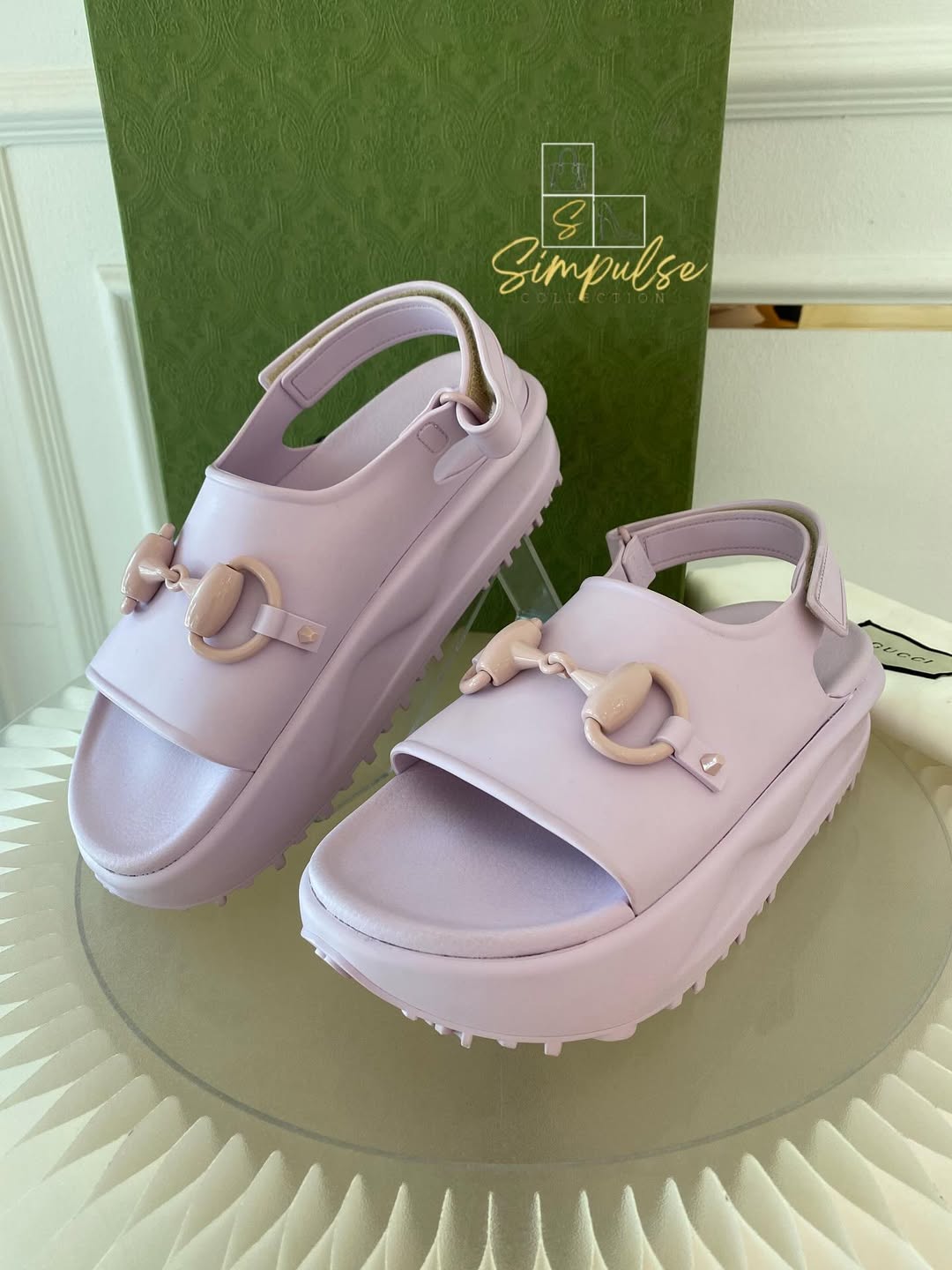 GUCCI Lilac Horsebit Platform Rubber