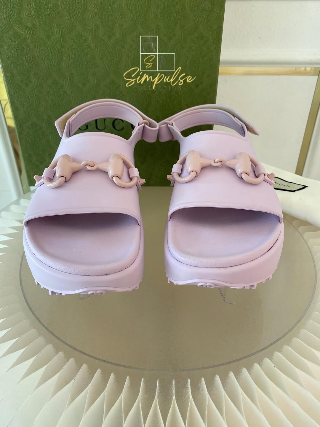 GUCCI Lilac Horsebit Platform Rubber