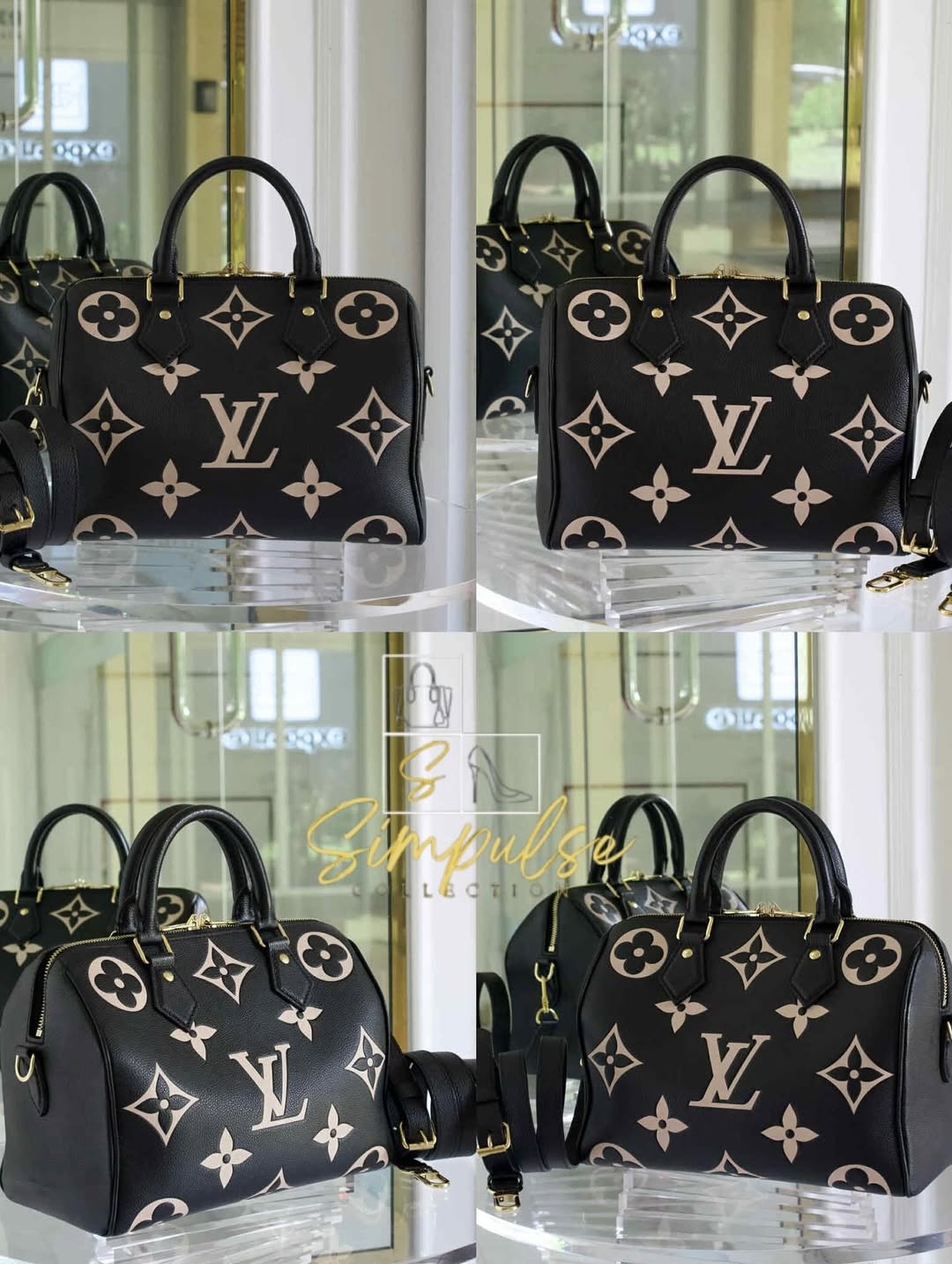LOUIS VUITTON Speedy Bandouliere 25 Empreinte Leather Black