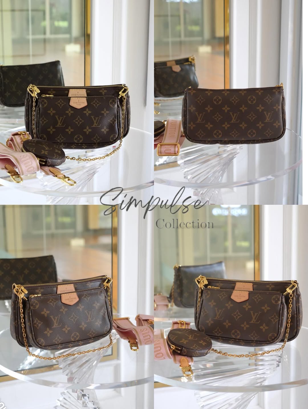 LOUIS VUITTON Multi Pochette Monogram Pink Strap