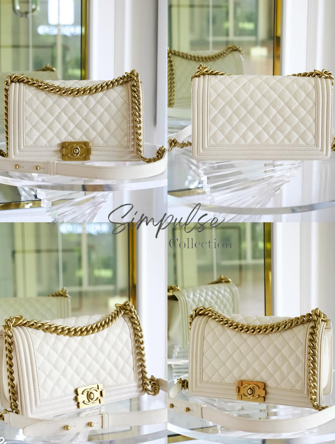 CHANEL Leboy Caviar Old Medium White GHW